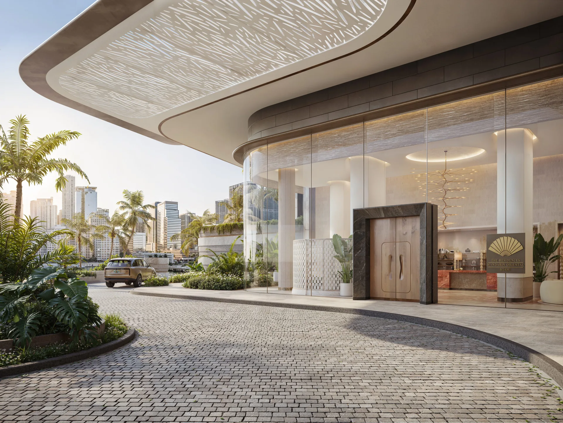 Porte-cochère arrival at The Residences at Mandarin Oriental Miami