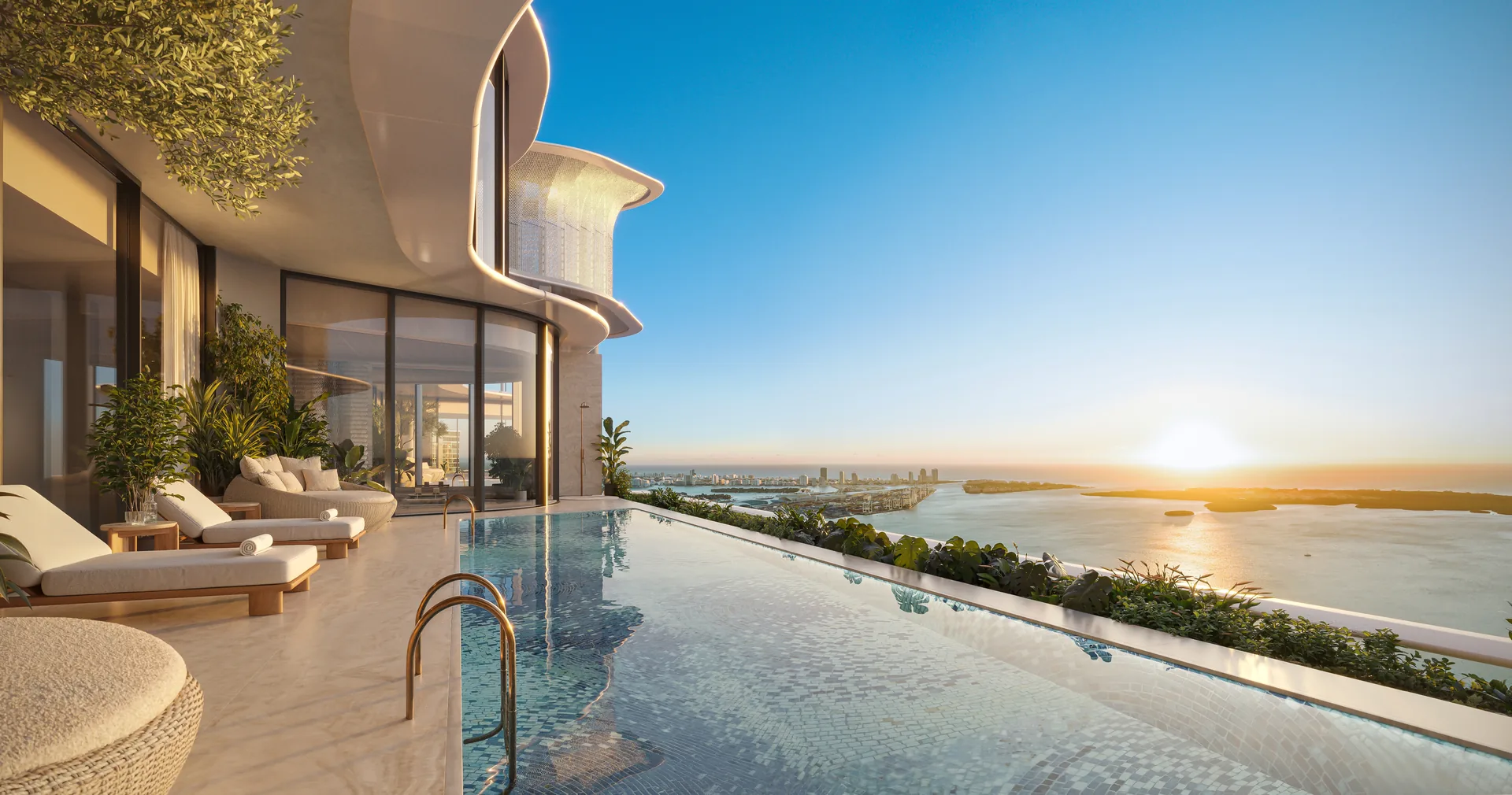 Private terrace and pool at Mandarin Oriental Miami Residences